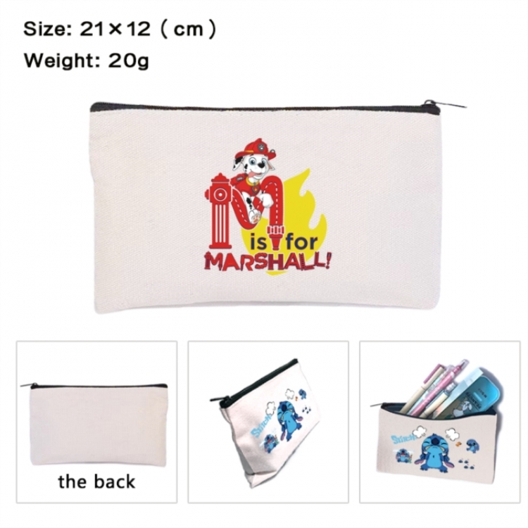 PAW Patrol Anime canvas minimalist printed pencil case storage bag 21X12cm