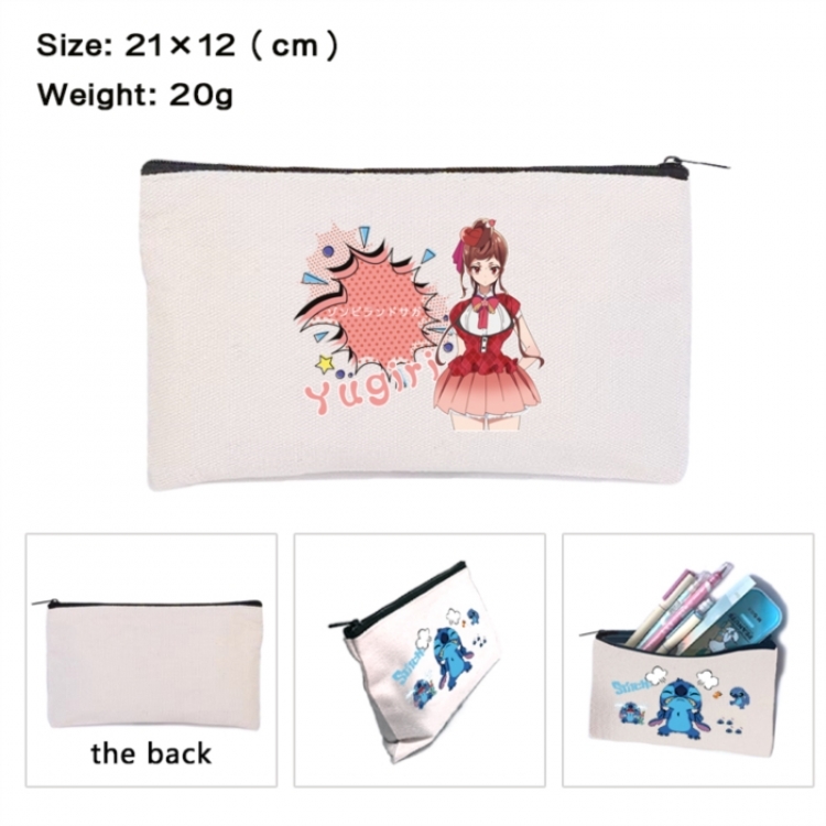 ZombieLandSaga Anime canvas minimalist printed pencil case storage bag 21X12cm