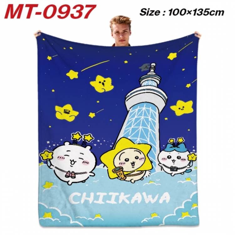 Chiikawa Anime flannel blanket air conditioner quilt double-sided printing 100x135cm