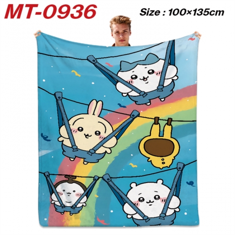 Chiikawa Anime flannel blanket air conditioner quilt double-sided printing 100x135cm