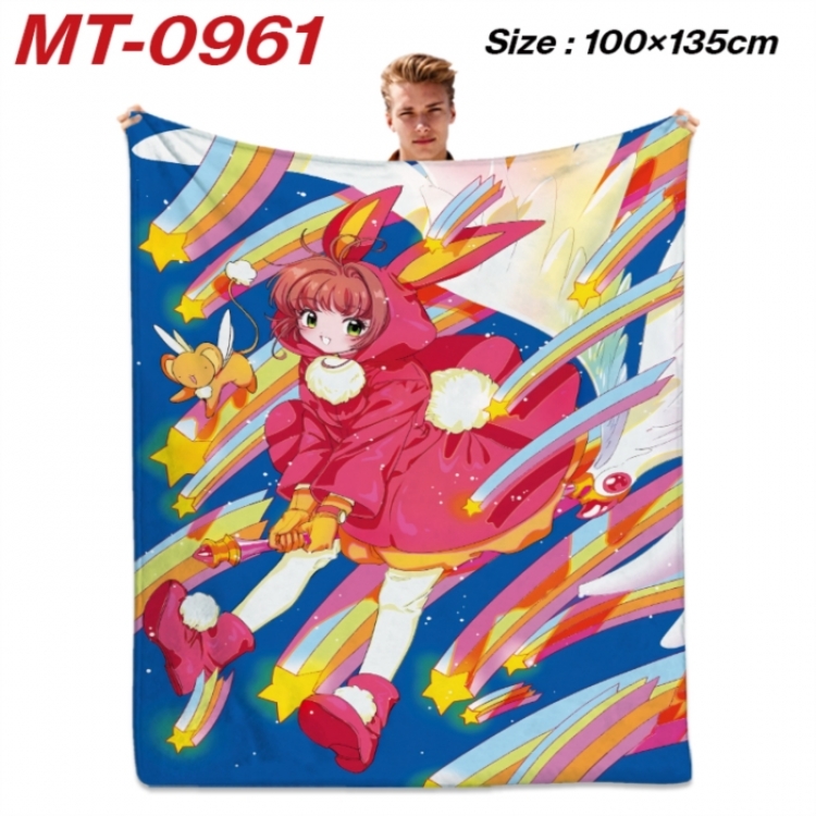 Card Captor Sakura Anime flannel blanket air conditioner quilt double-sided printing 100x135cm