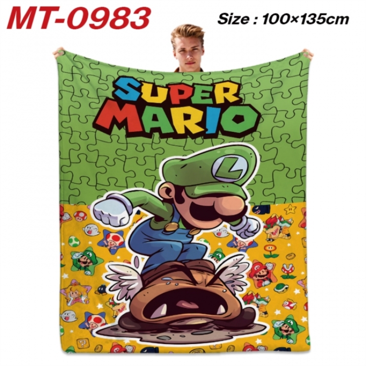 Super Mario Anime flannel blanket air conditioner quilt double-sided printing 100x135cm