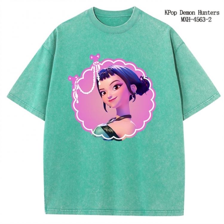 K-Pop Demon Hunters Anime peripheral pure cotton washed and worn T-shirt from S to 4XL
