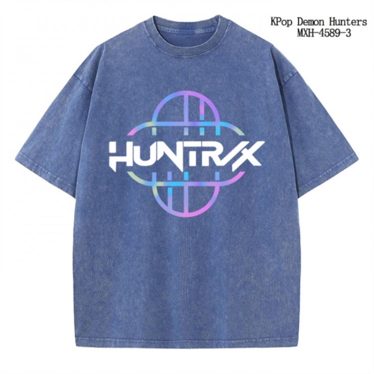 K-Pop Demon Hunters Anime peripheral pure cotton washed and worn T-shirt from S to 4XL