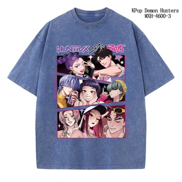 K-Pop Demon Hunters Anime peripheral pure cotton washed and worn T-shirt from S to 4XL