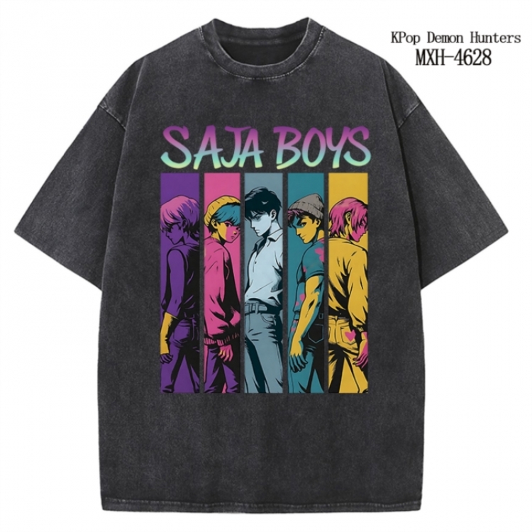 K-Pop Demon Hunters Anime peripheral pure cotton washed and worn T-shirt from S to 4XL