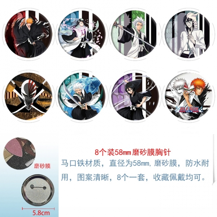 Bleach Anime round scrub film brooch badge 58MM a set of 8