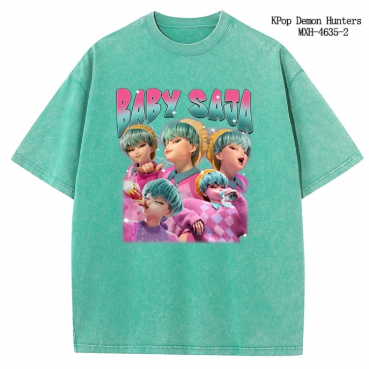 K-Pop Demon Hunters Anime peripheral pure cotton washed and worn T-shirt from S to 4XL