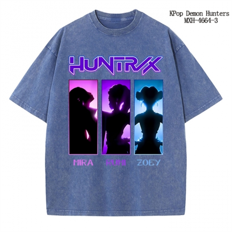 K-Pop Demon Hunters Anime peripheral pure cotton washed and worn T-shirt from S to 4XL