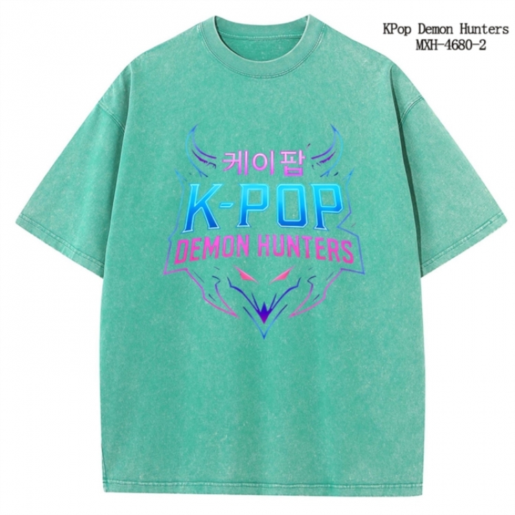 K-Pop Demon Hunters Anime peripheral pure cotton washed and worn T-shirt from S to 4XL