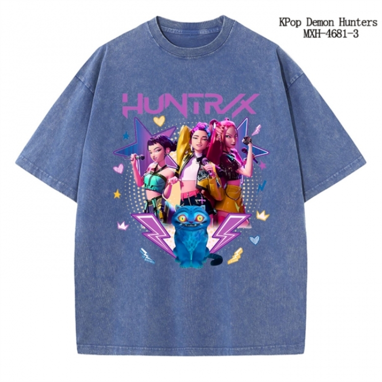 K-Pop Demon Hunters Anime peripheral pure cotton washed and worn T-shirt from S to 4XL
