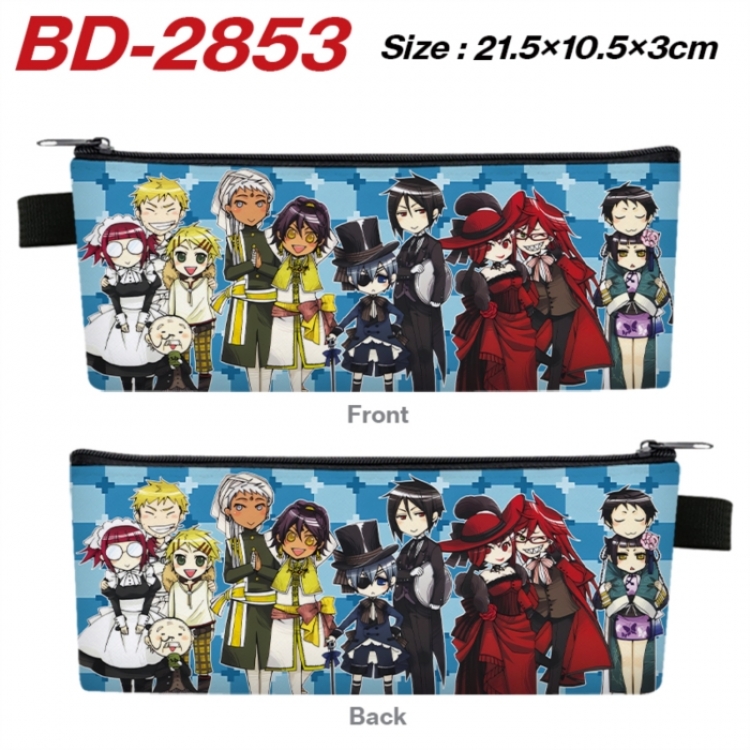Kuroshitsuji Anime PU Leather Zipper Pencil Case Stationery Box 21.5X10.5X3CM 