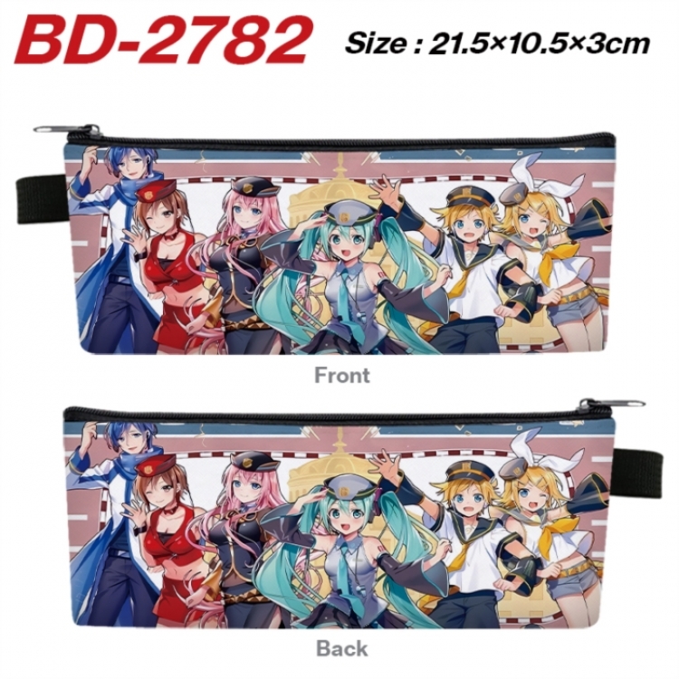 Hatsune Miku Anime PU Leather Zipper Pencil Case Stationery Box 21.5X10.5X3CM 
