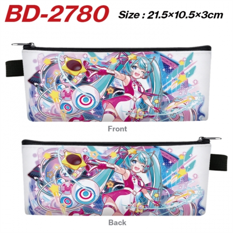 Hatsune Miku Anime PU Leather Zipper Pencil Case Stationery Box 21.5X10.5X3CM 