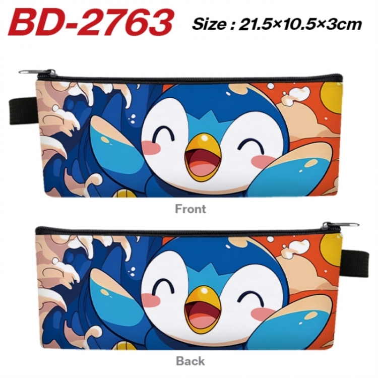 Pokemon Anime PU Leather Zipper Pencil Case Stationery Box 21.5X10.5X3CM 