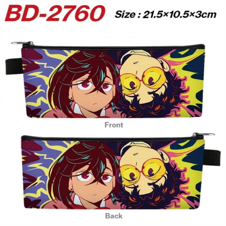 DANDADAN Anime PU Leather Zipper Pencil Case Stationery Box 21.5X10.5X3CM 