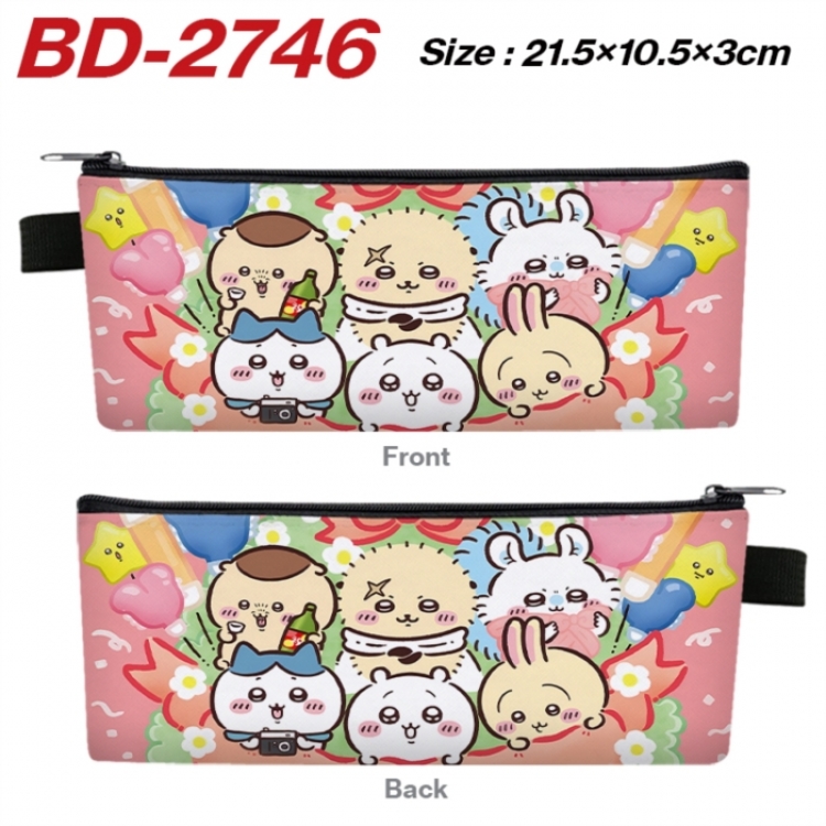 Chiikawa Anime PU Leather Zipper Pencil Case Stationery Box 21.5X10.5X3CM 