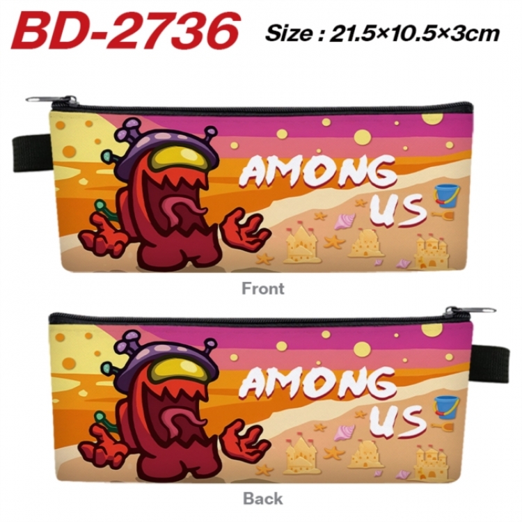 Among us Anime PU Leather Zipper Pencil Case Stationery Box 21.5X10.5X3CM 