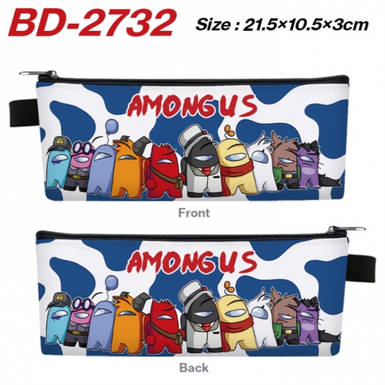 Among us Anime PU Leather Zipper Pencil Case Stationery Box 21.5X10.5X3CM 