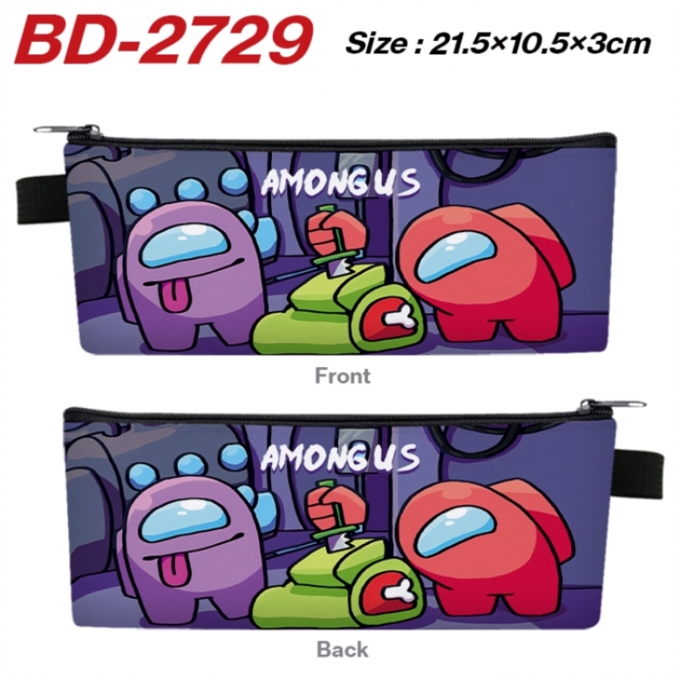 Among us Anime PU Leather Zipper Pencil Case Stationery Box 21.5X10.5X3CM 