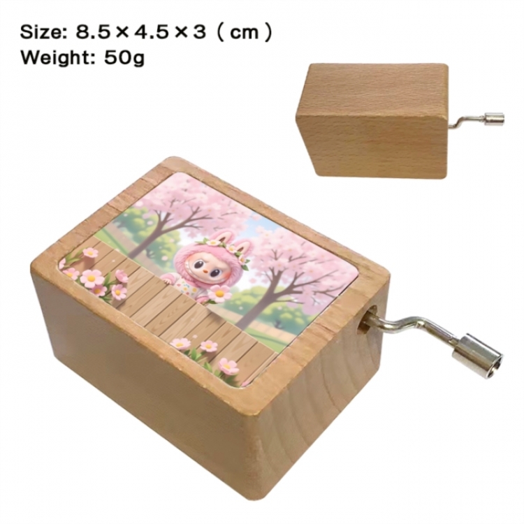 Labubu Anime printed wooden music box music box music box Christmas gift 8.5x4.5x3cm