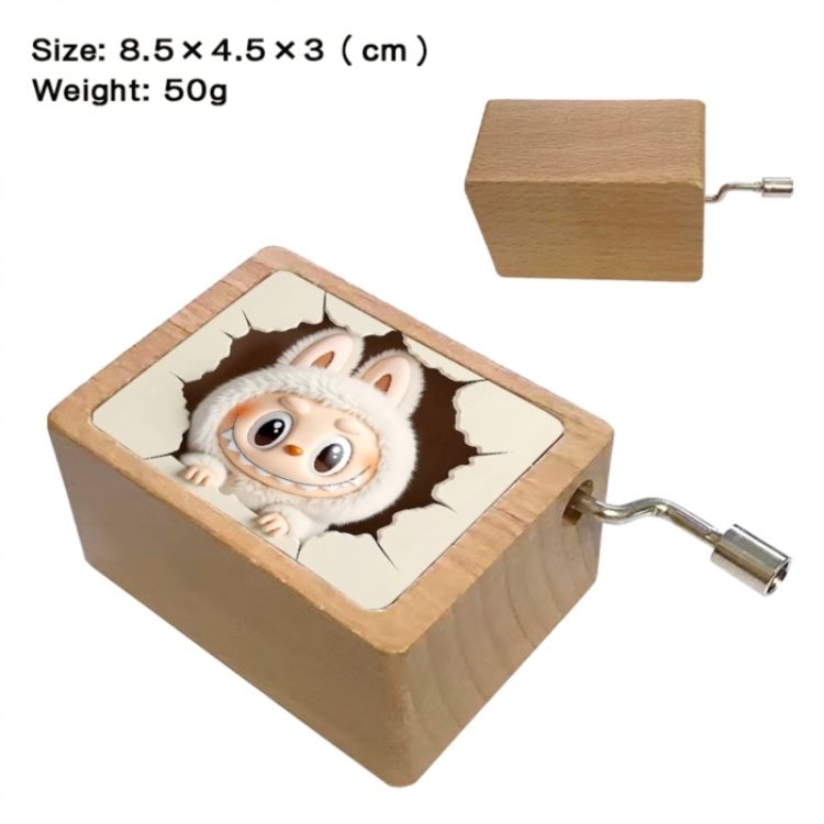 Labubu Anime printed wooden music box music box music box Christmas gift 8.5x4.5x3cm