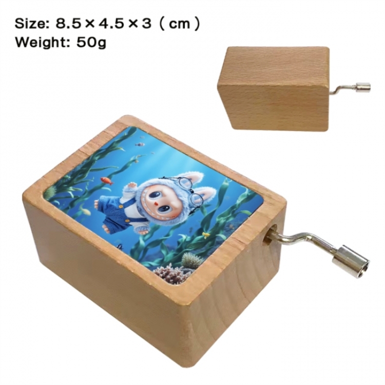 Labubu Anime printed wooden music box music box music box Christmas gift 8.5x4.5x3cm