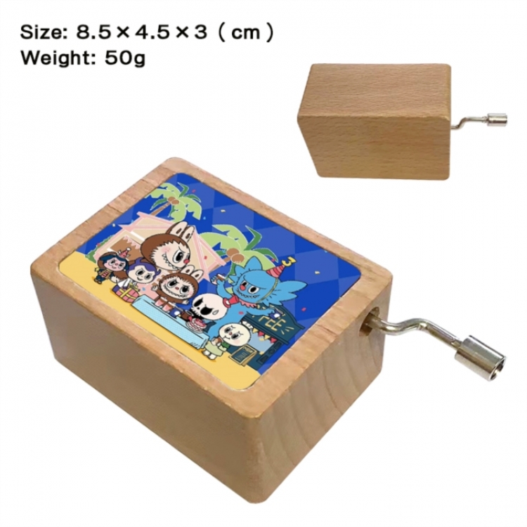 Labubu Anime printed wooden music box music box music box Christmas gift 8.5x4.5x3cm