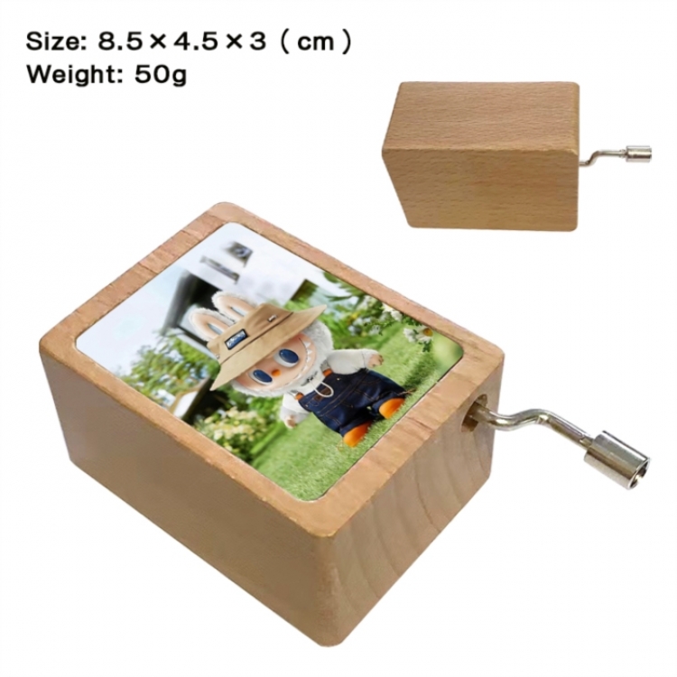 Labubu Anime printed wooden music box music box music box Christmas gift 8.5x4.5x3cm