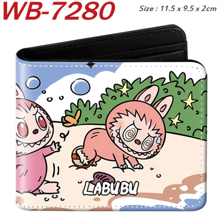 Labubu Animation color PU leather half fold wallet 11.5X9X2CM