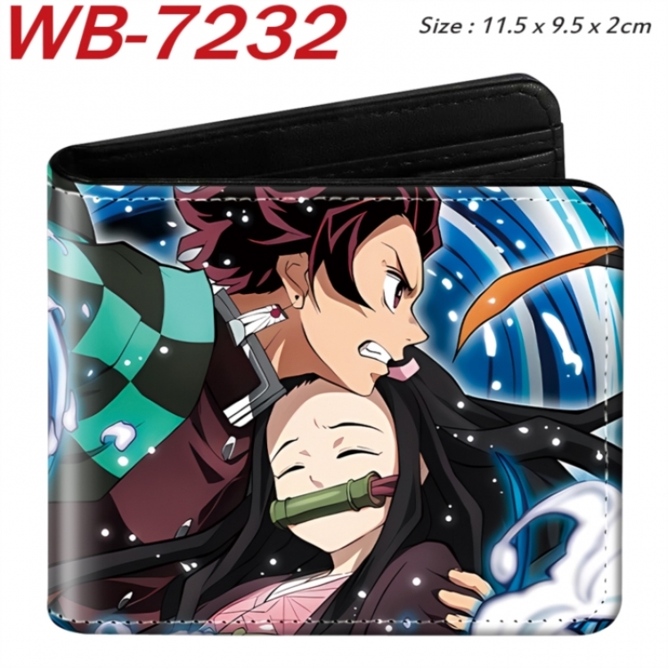 Demon Slayer Kimets Animation color PU leather half fold wallet 11.5X9X2CM