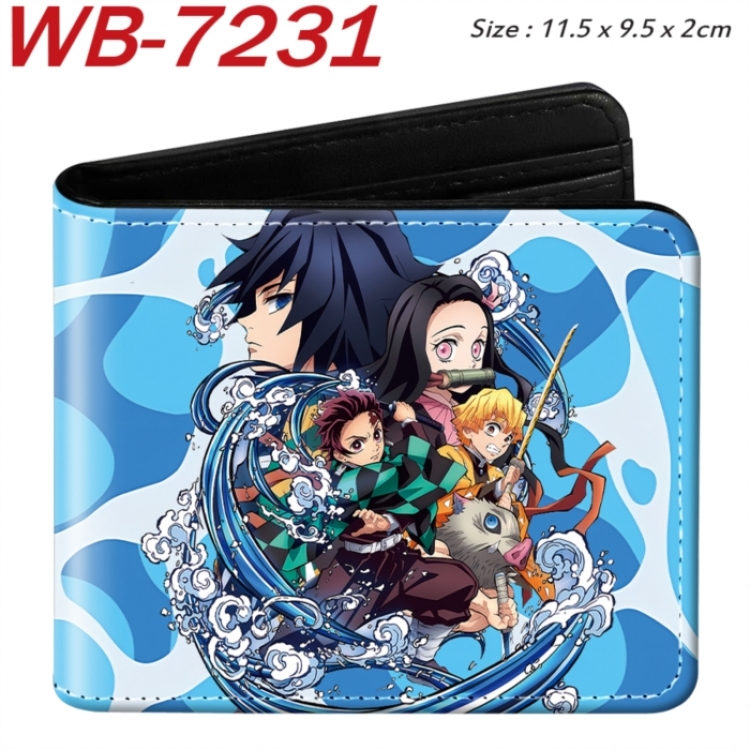 Demon Slayer Kimets Animation color PU leather half fold wallet 11.5X9X2CM