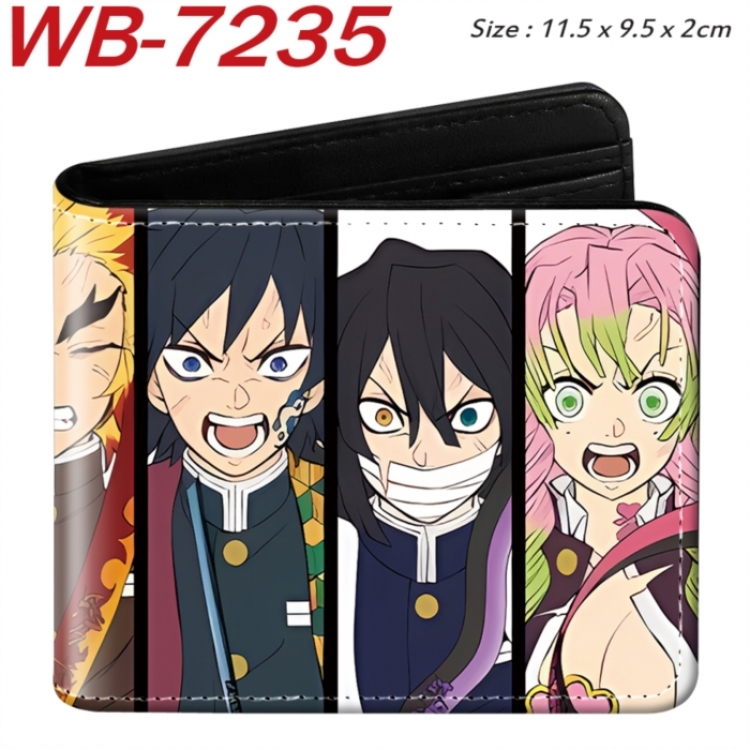 Demon Slayer Kimets Animation color PU leather half fold wallet 11.5X9X2CM