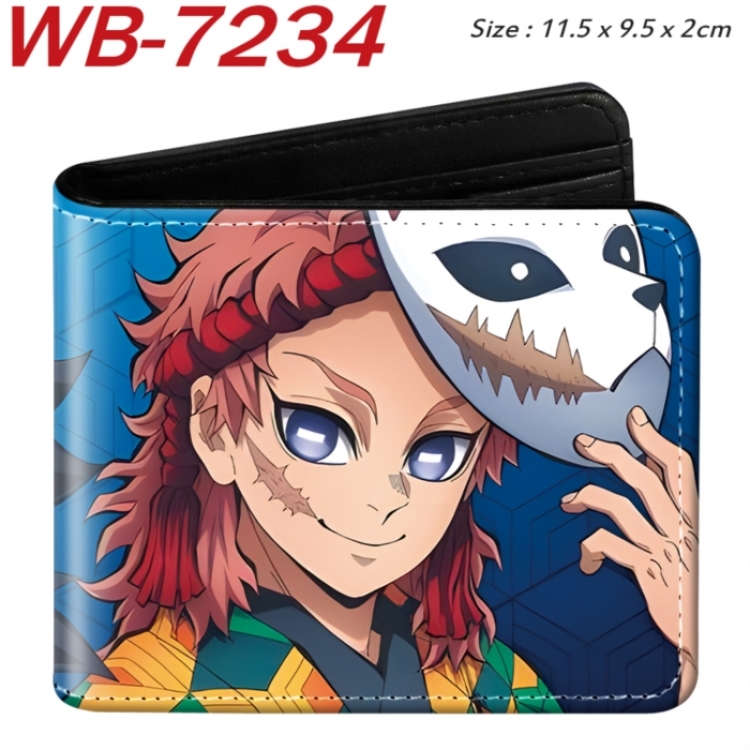 Demon Slayer Kimets Animation color PU leather half fold wallet 11.5X9X2CM