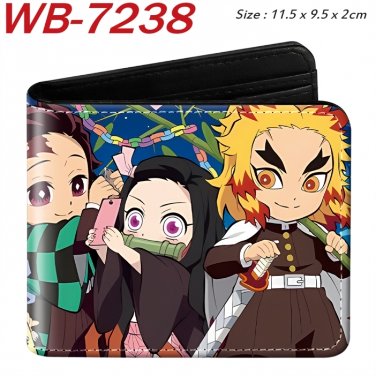Demon Slayer Kimets Animation color PU leather half fold wallet 11.5X9X2CM