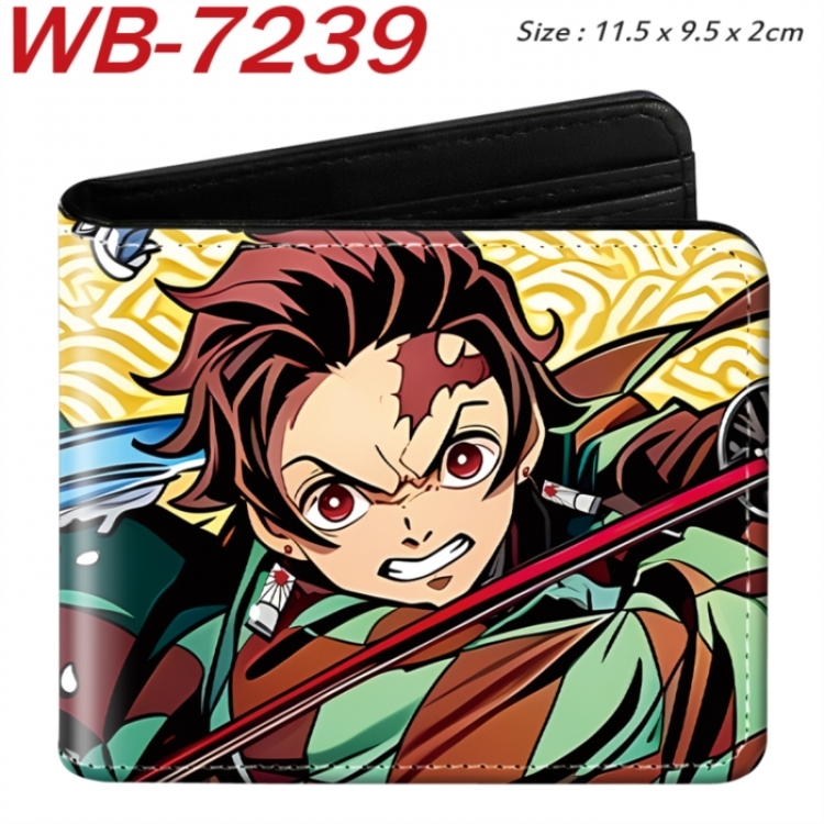 Demon Slayer Kimets Animation color PU leather half fold wallet 11.5X9X2CM