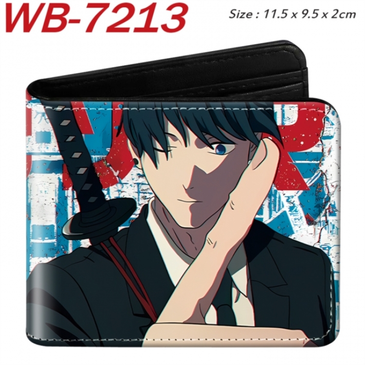 Chainsaw man Animation color PU leather half fold wallet 11.5X9X2CM