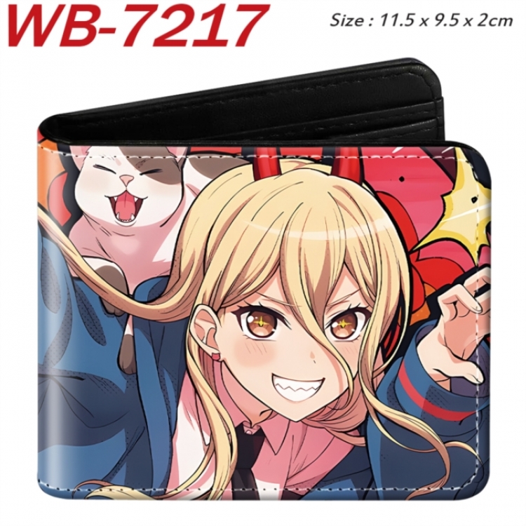 Chainsaw man Animation color PU leather half fold wallet 11.5X9X2CM