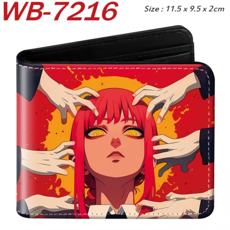 Chainsaw man Animation color PU leather half fold wallet 11.5X9X2CM