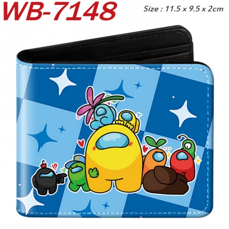 Among us Animation color PU leather half fold wallet 11.5X9X2CM