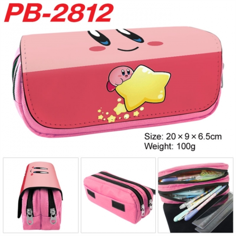 Kirby Anime double-layer pu leather printing pencil case 20x9x6.5cm