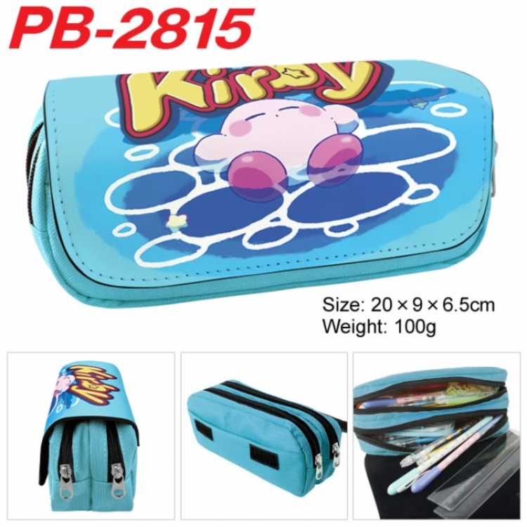 Kirby Anime double-layer pu leather printing pencil case 20x9x6.5cm