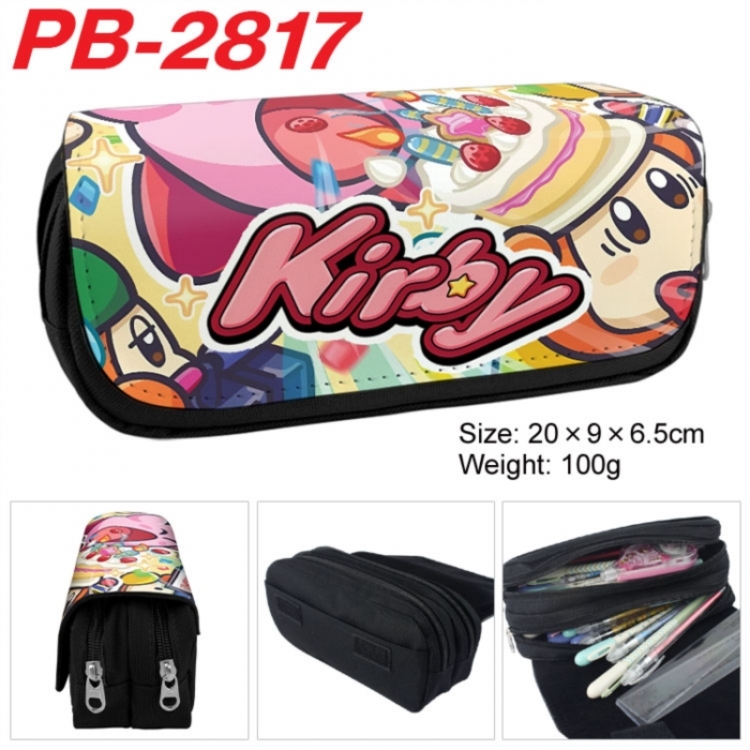 Kirby Anime double-layer pu leather printing pencil case 20x9x6.5cm