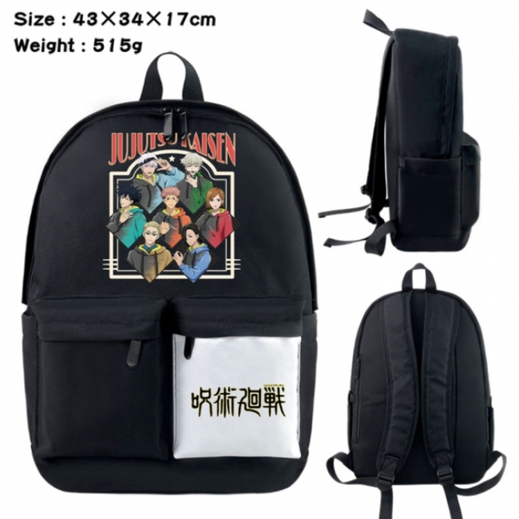 Jujutsu Kaisen Anime black and white classic waterproof canvas backpack 43X34X17CM