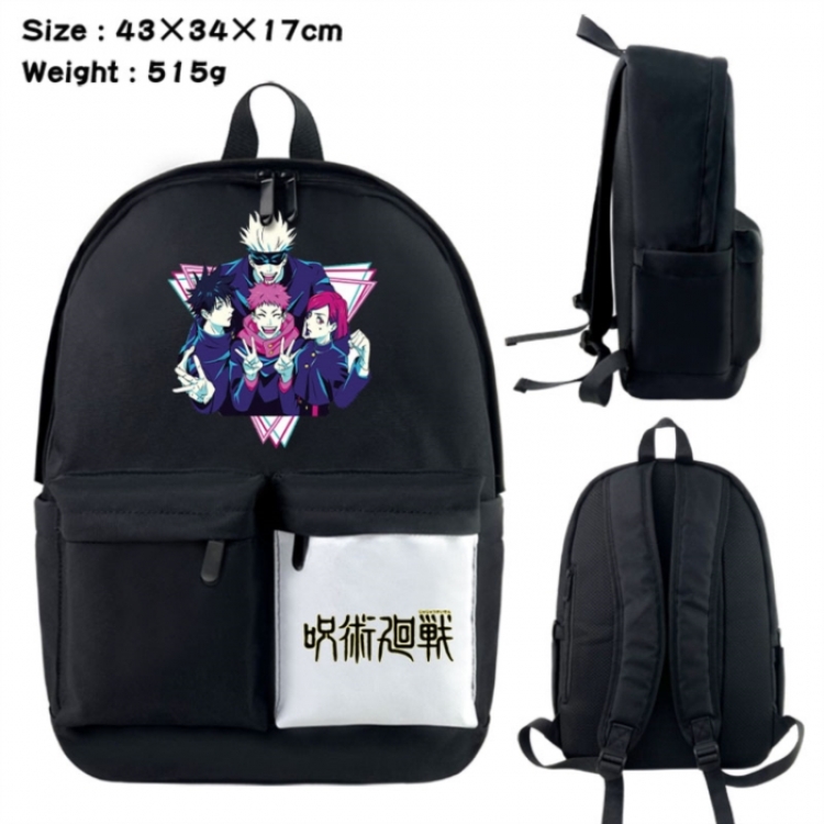 Jujutsu Kaisen Anime black and white classic waterproof canvas backpack 43X34X17CM