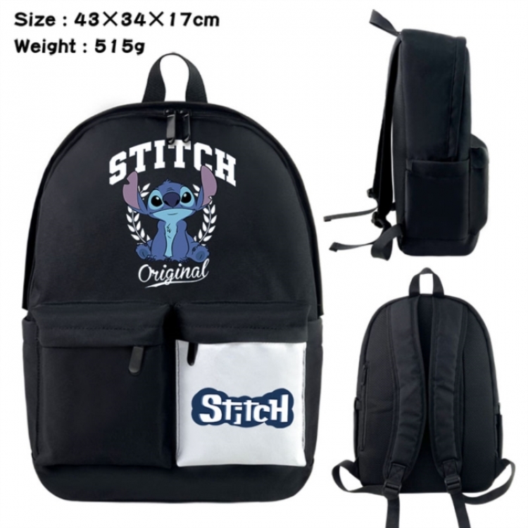 Lilo & Stitch Anime black and white classic waterproof canvas backpack 43X34X17CM