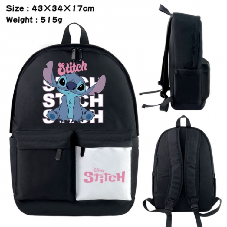 Lilo & Stitch Anime black and white classic waterproof canvas backpack 43X34X17CM
