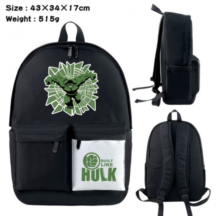Marvel Anime black and white classic waterproof canvas backpack 43X34X17CM