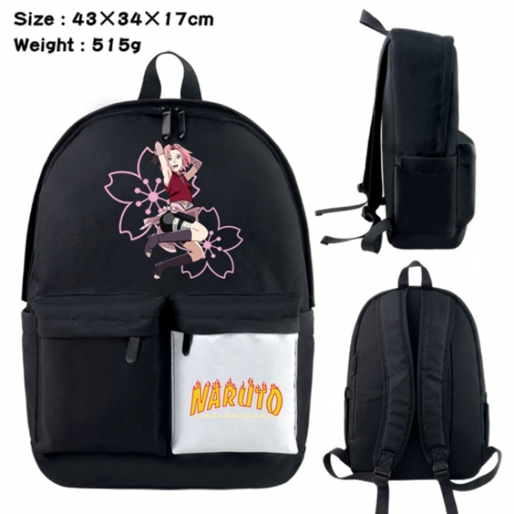 Naruto Anime black and white classic waterproof canvas backpack 43X34X17CM