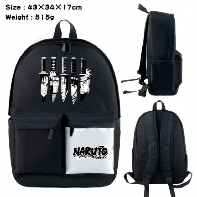 Naruto Anime black and white classic waterproof canvas backpack 43X34X17CM
